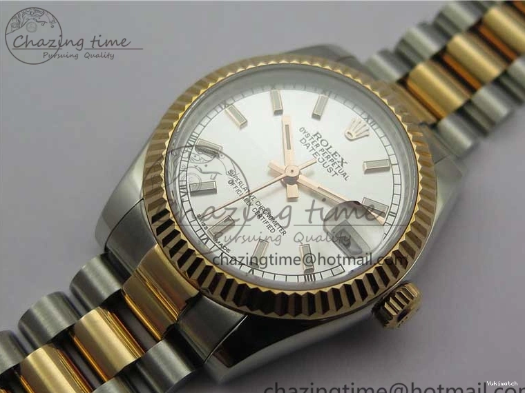 RG SS President Stick Markers NH05A Best GSF 178274 SEIKO 31mm Datejust Edition on Bracelet Dial SS RG Silver 1123